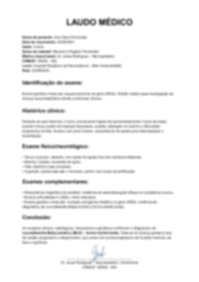 Laudo médico com informações sensíveis borradas