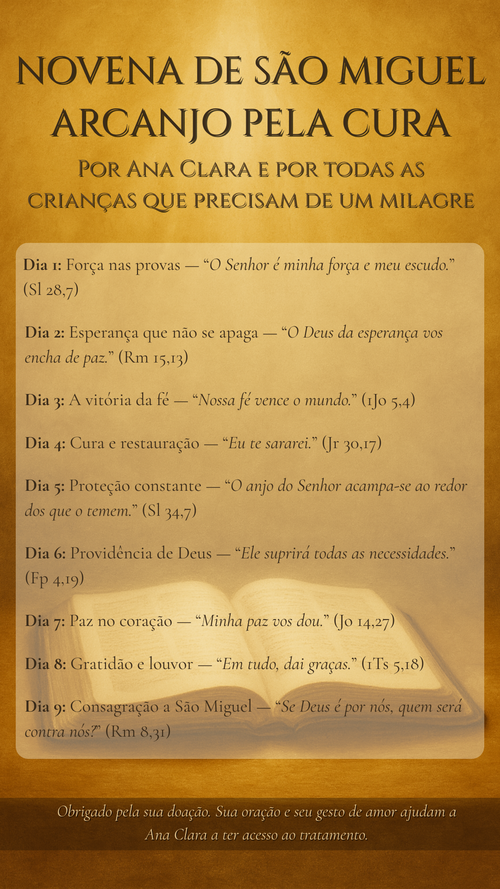 Resumo visual da Novena (teaser dos 9 dias)